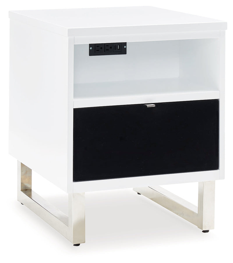 Gardoni White/Black Chairside End Table - T756-7