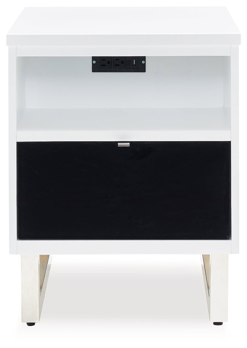 Gardoni White/Black Chairside End Table - T756-7