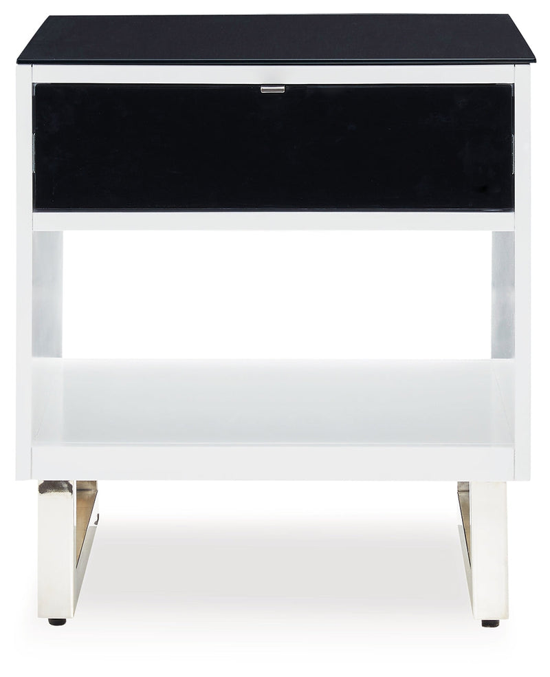 Gardoni White/Black End Table - T756-3