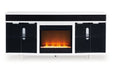 Gardoni White/Black 72" TV Stand with Electric Fireplace - Gate FurnitureTV Stand