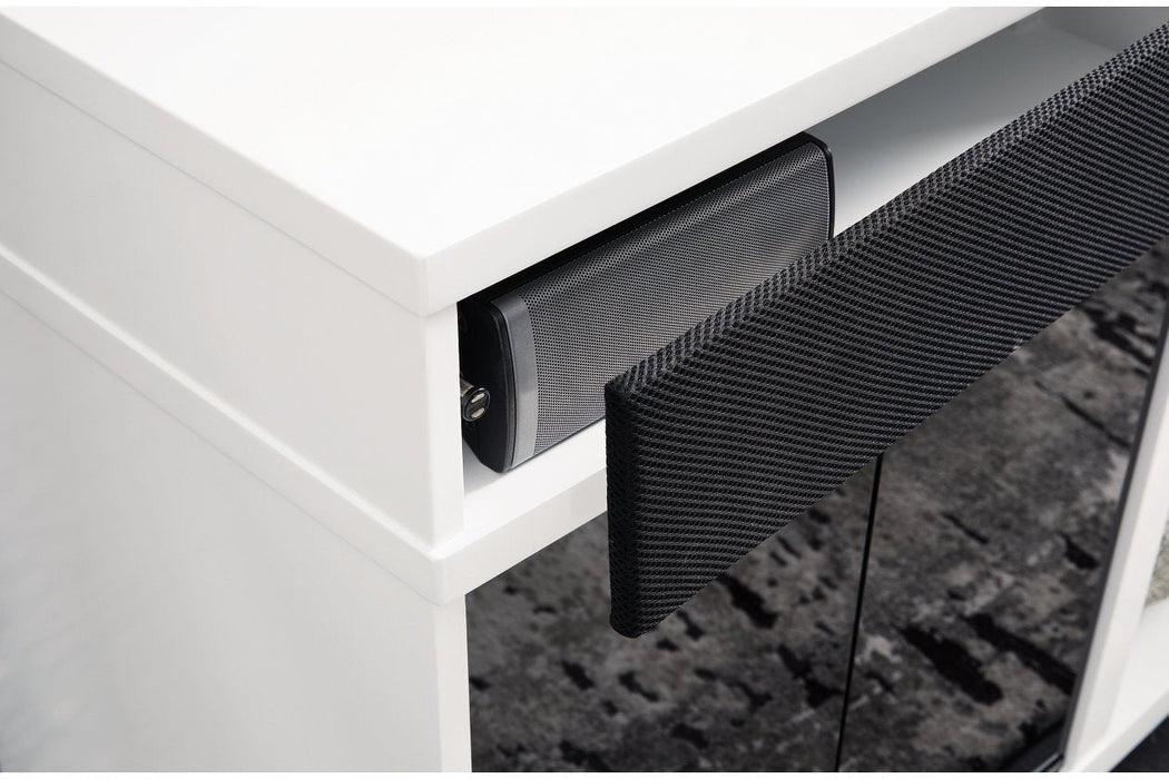 Gardoni White/Black 72" TV Stand with Electric Fireplace - Gate FurnitureTV Stand