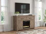 Garistyn Brown 62" TV Stand with Electric Fireplace - W2844W5