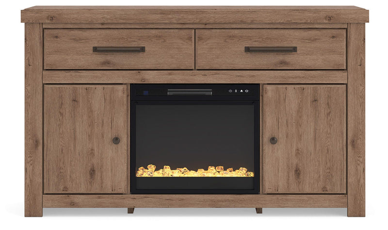 Garistyn Brown 62" TV Stand with Electric Fireplace - W2844W5