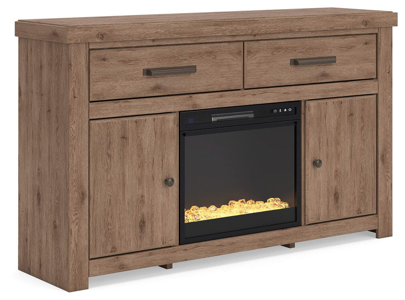 Garistyn Brown 62" TV Stand with Electric Fireplace - W2844W5