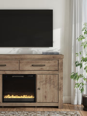 Garistyn Brown 62" TV Stand with Electric Fireplace - W2844W5