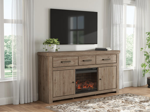 Garistyn Brown 73" TV Stand with Electric Fireplace - W2844W3