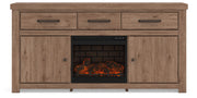Garistyn Brown 73" TV Stand with Electric Fireplace - W2844W3