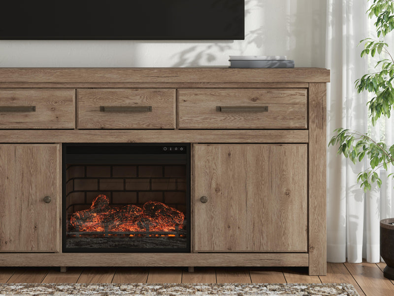 Garistyn Brown 73" TV Stand with Electric Fireplace - W2844W3