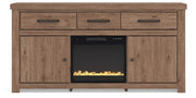 Garistyn Brown 73" TV Stand with Electric Fireplace - W2844W4