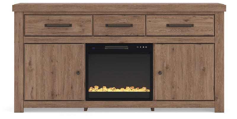 Garistyn Brown 73" TV Stand with Electric Fireplace - W2844W4