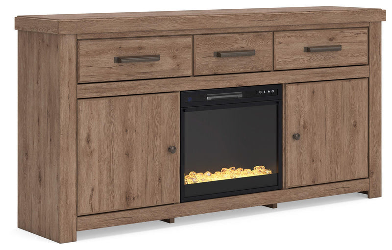 Garistyn Brown 73" TV Stand with Electric Fireplace - W2844W4