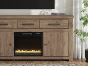 Garistyn Brown 73" TV Stand with Electric Fireplace - W2844W4