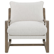 Geneva Boucle Upholstered Wood Arm Accent Chair Sand - 907509
