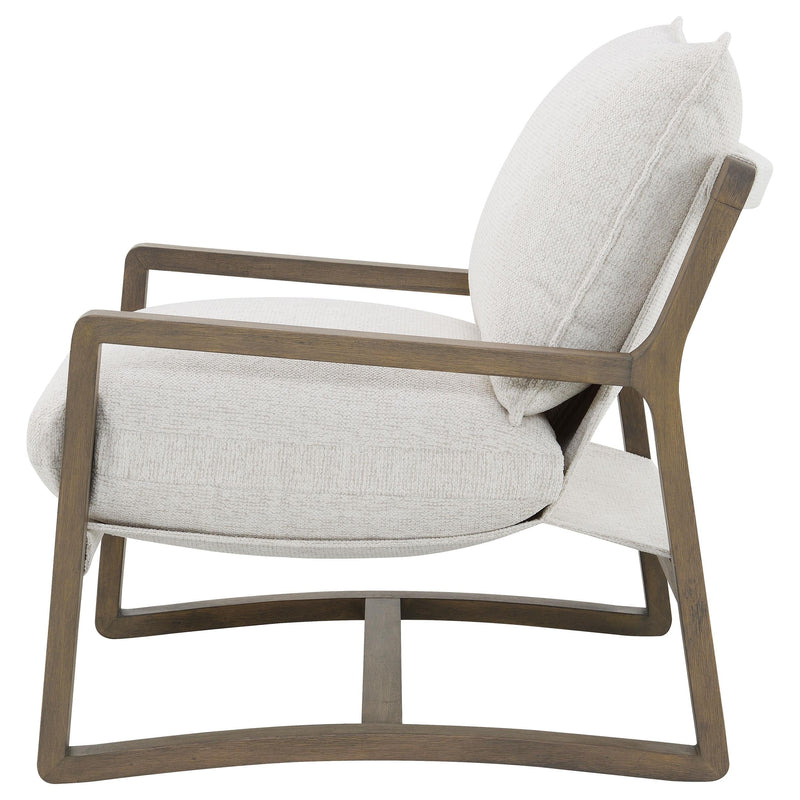 Geneva Boucle Upholstered Wood Arm Accent Chair Sand - 907509