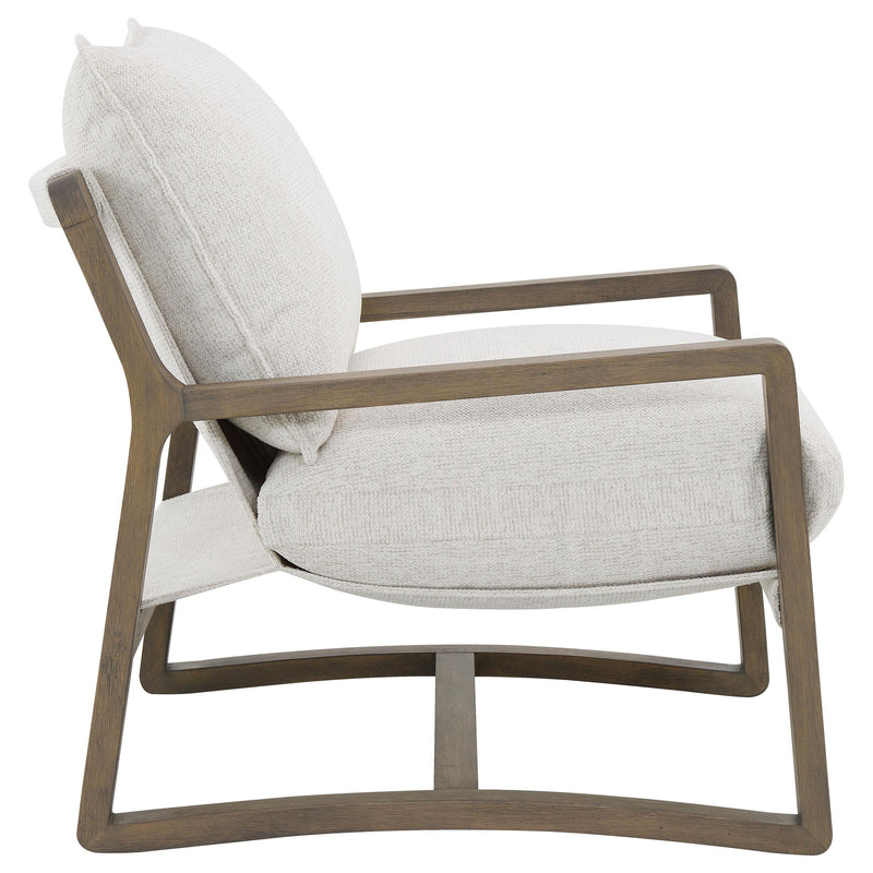 Geneva Boucle Upholstered Wood Arm Accent Chair Sand - 907509