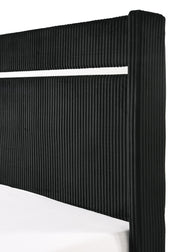 Gennro Black Corduroy King Upholstered Panel Bed - Lara FurnitureKing Bed