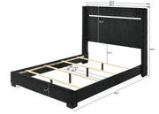 Gennro Black Corduroy King Upholstered Panel Bed - Lara FurnitureKing Bed