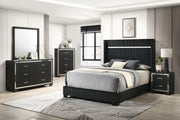 Gennro Black Corduroy Queen Upholstered Panel Bed - Lara FurnitureQueen Bed