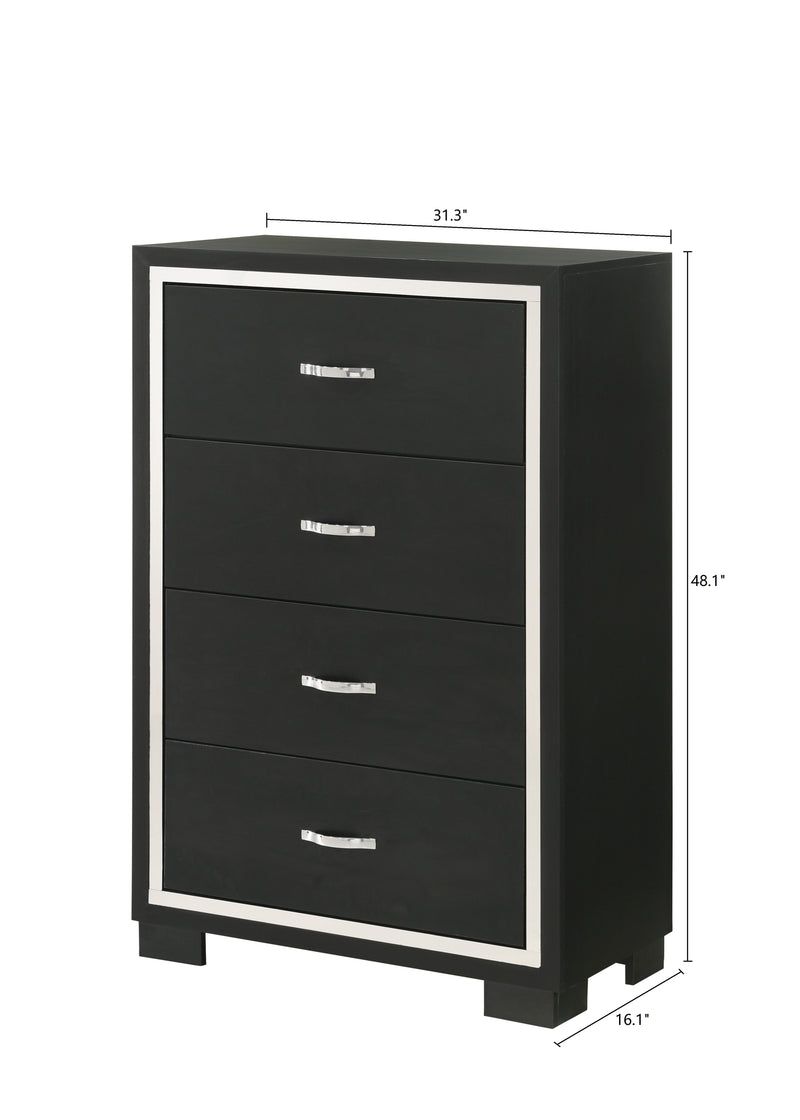 Gennro Black Corduroy Upholstered Panel Bedroom Set - Lara FurnitureBedroom Set