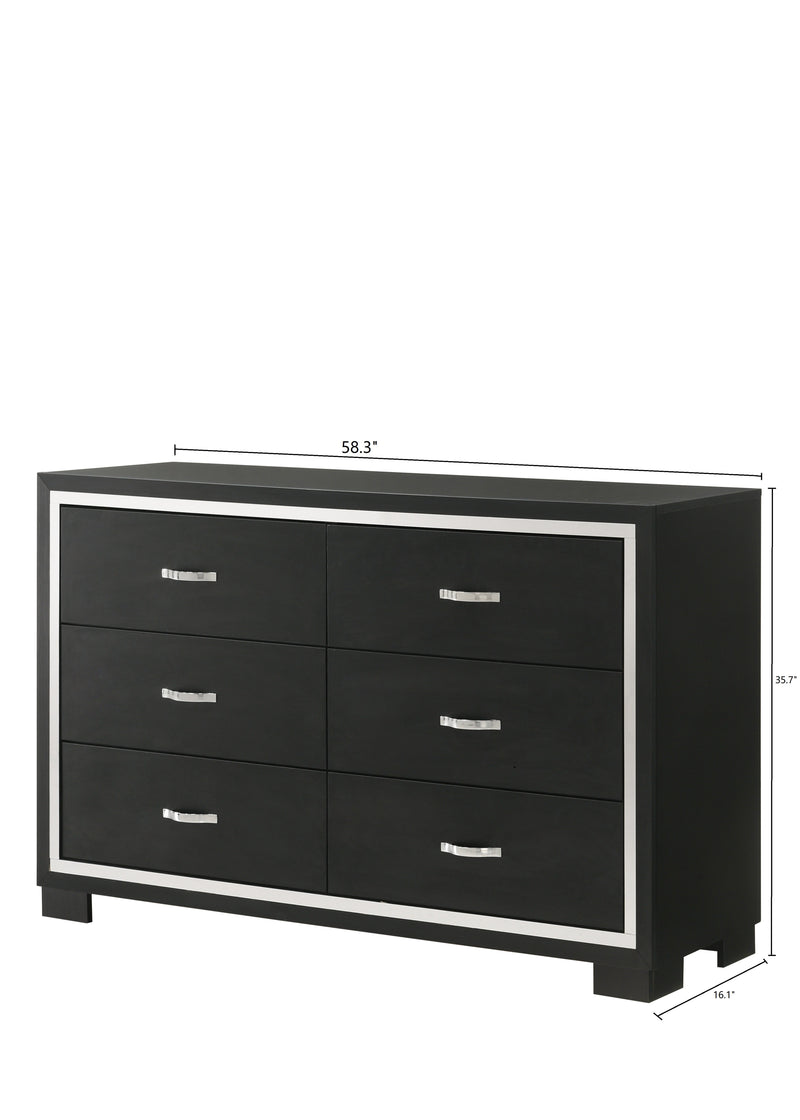 Gennro Black Corduroy Upholstered Panel Bedroom Set - Lara FurnitureBedroom Set