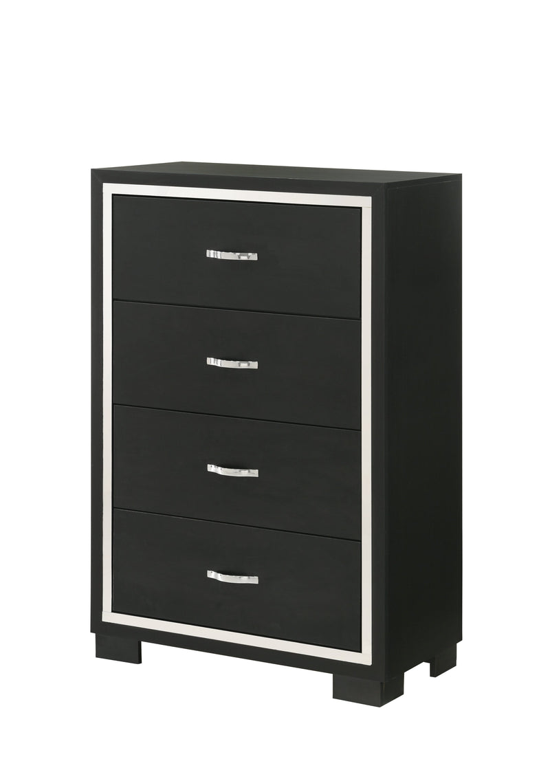 Gennro Black Corduroy Upholstered Panel Bedroom Set - Lara FurnitureBedroom Set