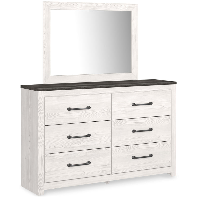 Gerridan Full Panel Bed with Mirrored Dresser and Chest in White/Gray from Ashley - Lara Furniture