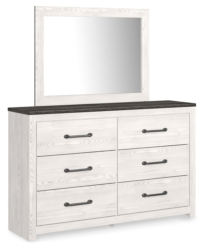 Gerridan Full Panel Bed with Mirrored Dresser, Chest and Nightstand in White/Gray from Ashley - Lara Furniture