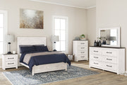 Gerridan Full Panel Bed with Mirrored Dresser, Chest and Nightstand in White/Gray from Ashley - Lara Furniture