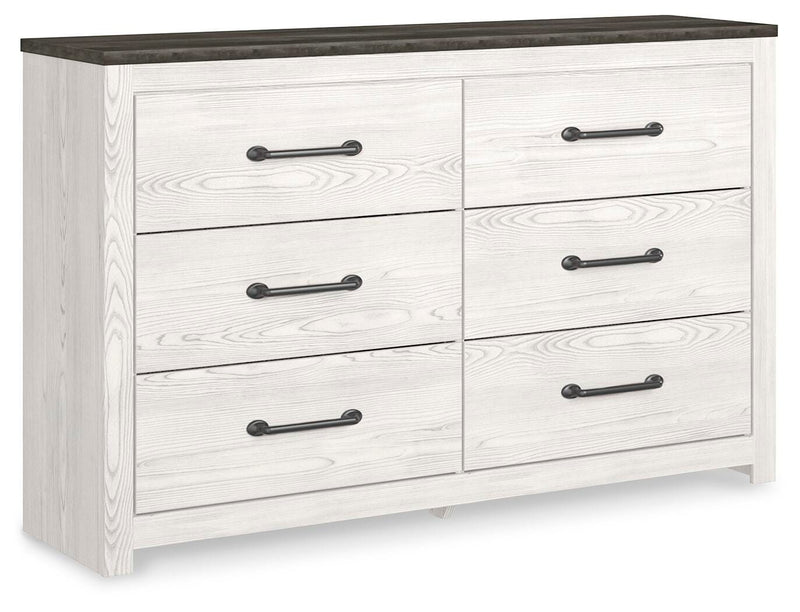 Gerridan King Panel Bed with Dresser in White/Gray - PKG009370