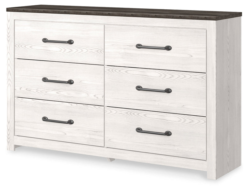 Gerridan King Panel Bed with Dresser in White/Gray - PKG019129