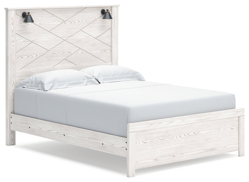 Gerridan Queen Panel Bed with 2 Nightstands in White/Gray - PKG019123