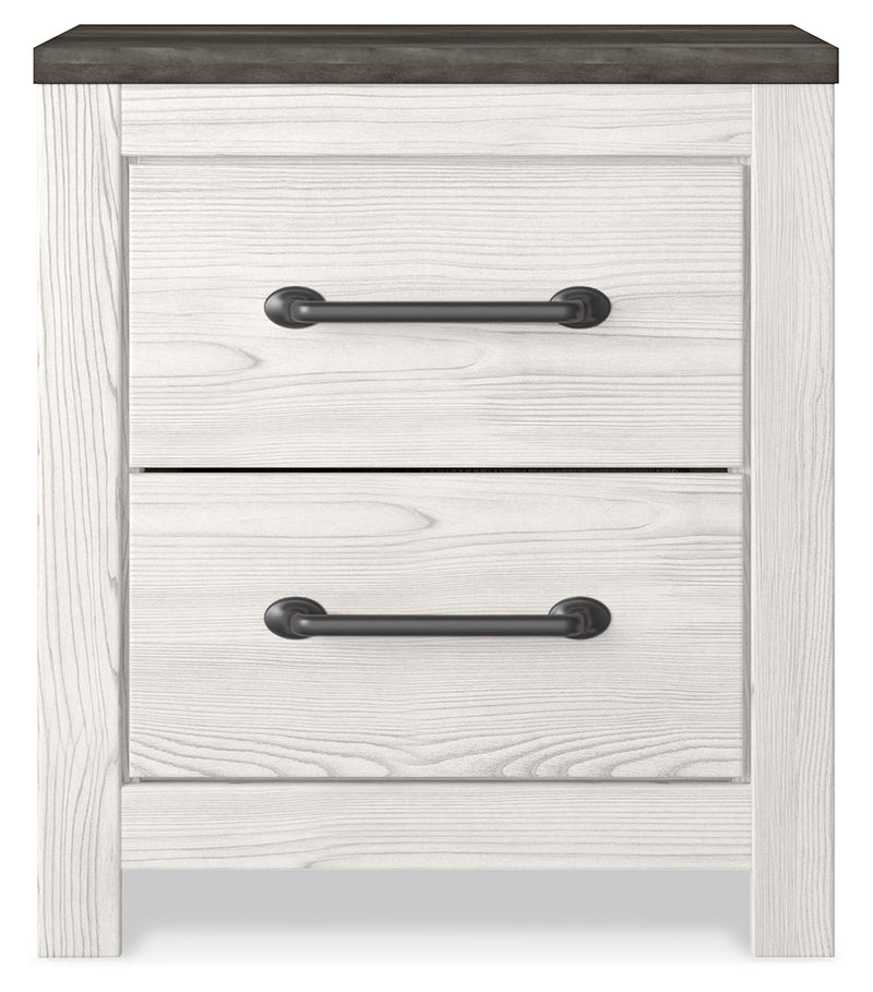 Gerridan Queen Panel Bed with 2 Nightstands in White/Gray - PKG019123