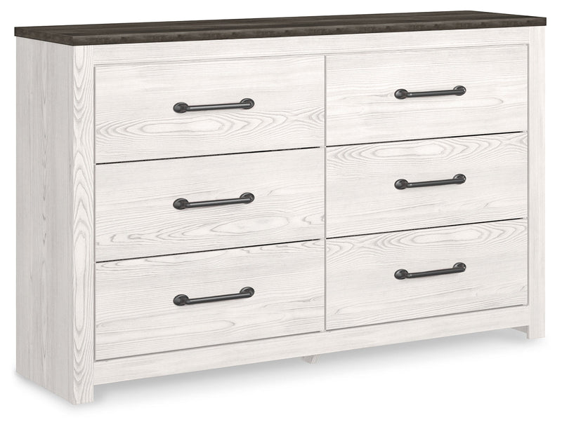 Gerridan Queen Panel Bed with Dresser in White/Gray - PKG009364