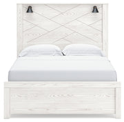 Gerridan Queen Panel Bed with Mirrored Dresser, Chest and 2 Nightstands in White/Gray - PKG019117