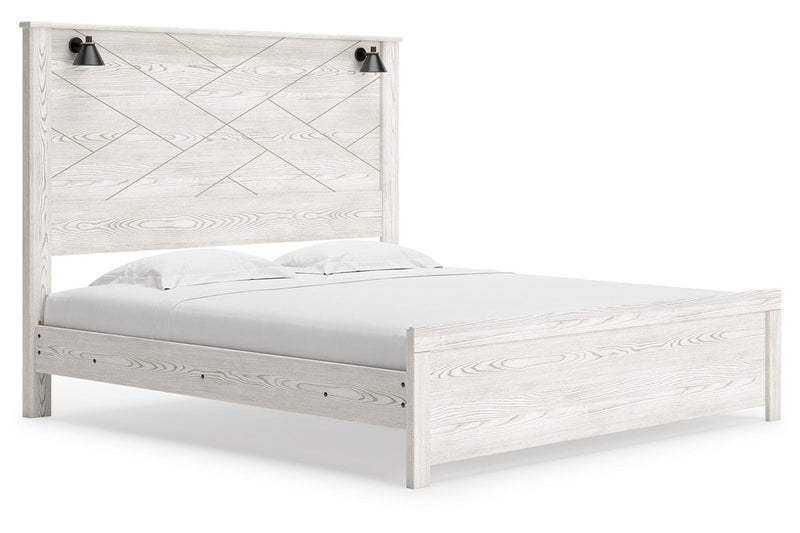 Gerridan White/Gray King Panel Bed - Lara FurnitureKing Bed