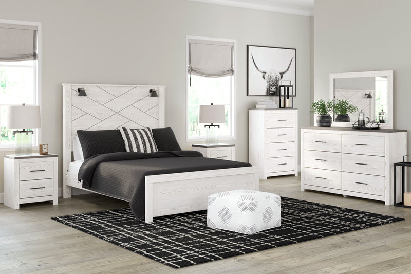 Gerridan White/Gray Lighted Panel Bedroom Set - Lara FurnitureBedroom Set