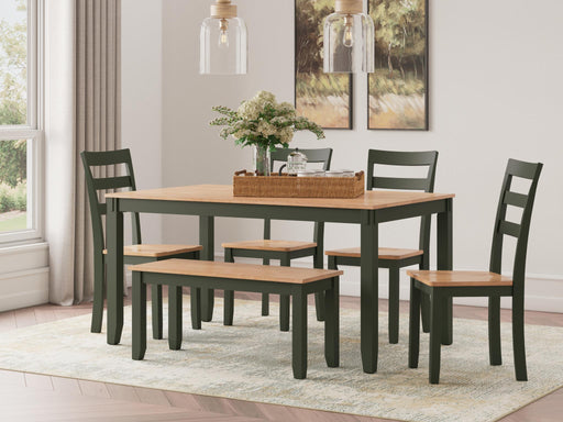 Gesthaven Dining Table with 4 Chairs and Bench (Set of 6) - D401-325