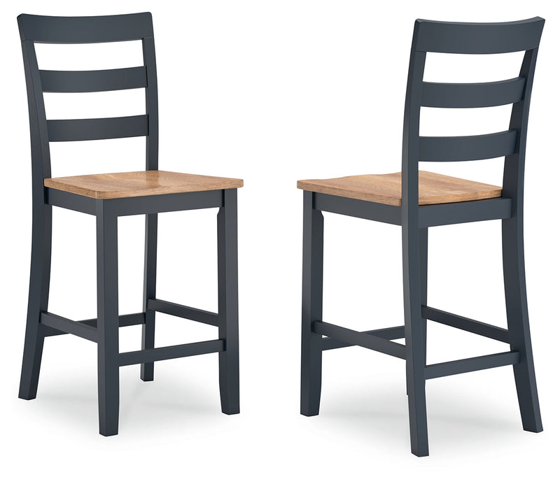 Gesthaven Natural/Blue Counter Height Barstool, Set of 2 - D399-124