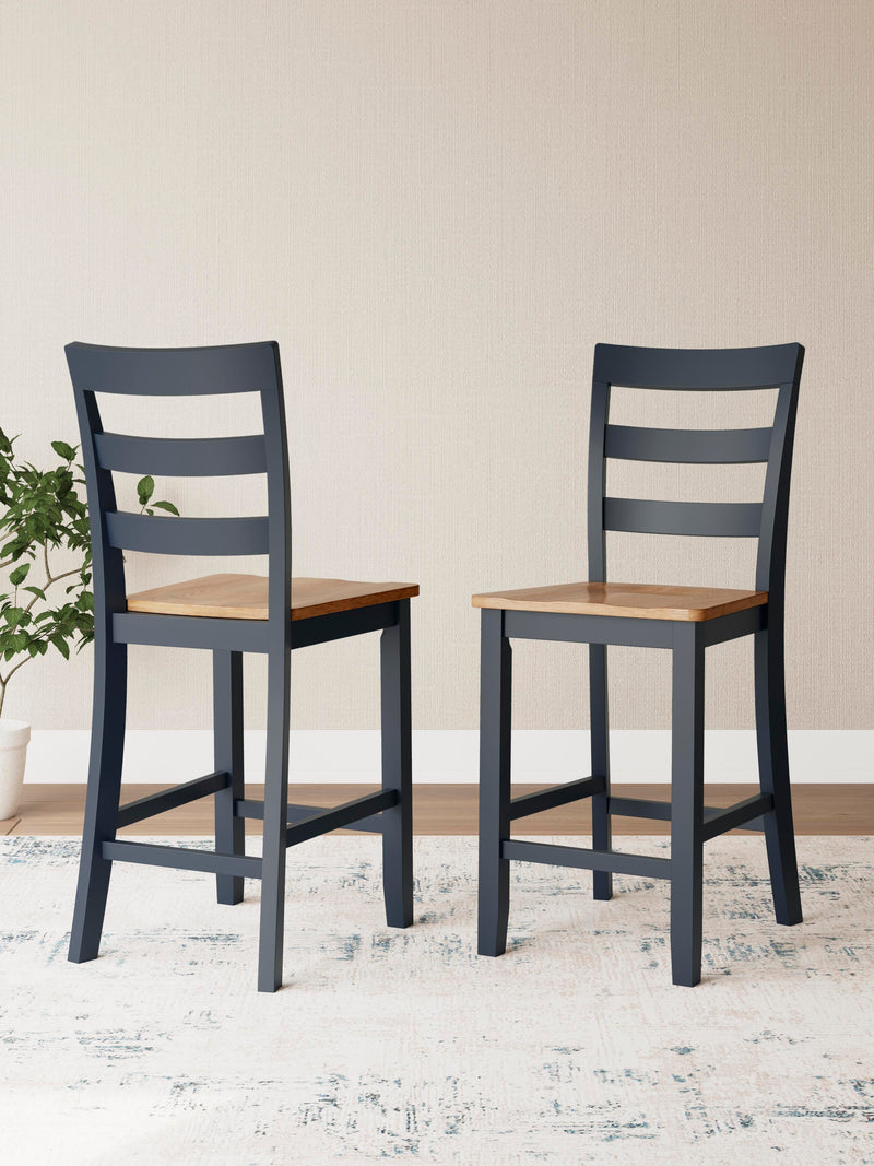 Gesthaven Natural/Blue Counter Height Barstool (Set of 2) - D399-124X2