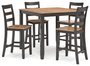 Gesthaven Natural/Brown Counter Height Dining Table and 4 Barstools (Set of 5) - D396-223