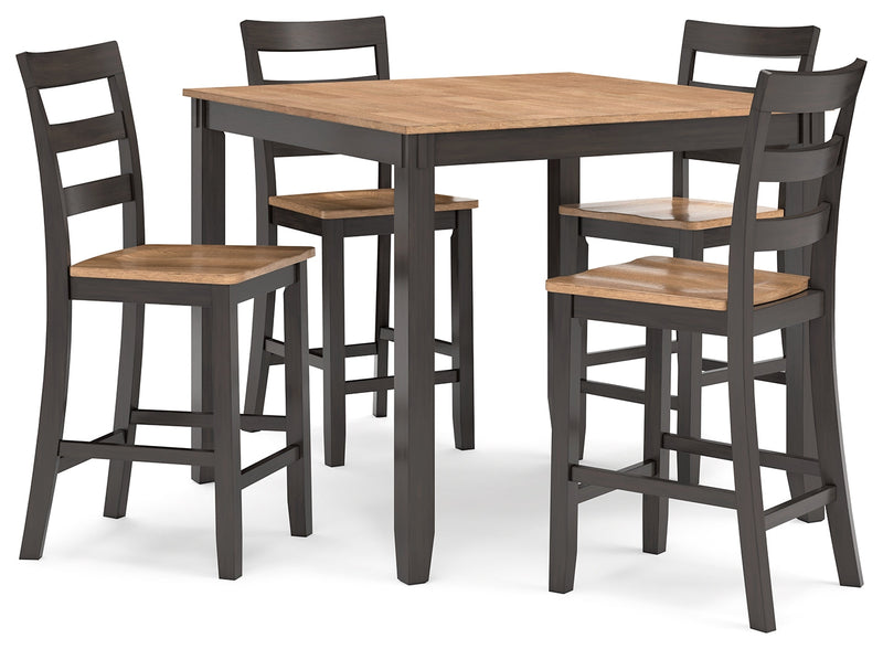 Gesthaven Natural/Brown Counter Height Dining Table and 4 Barstools (Set of 5) - D396-223
