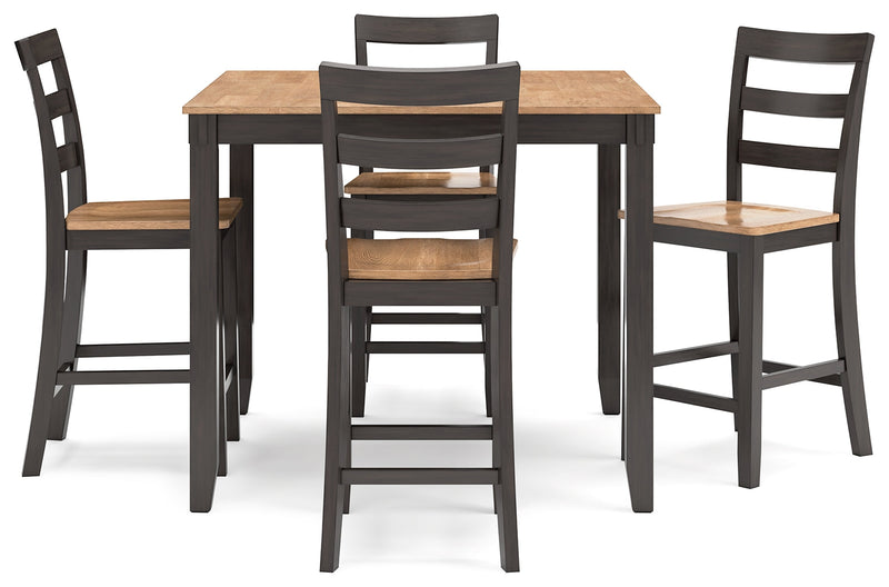 Gesthaven Natural/Brown Counter Height Dining Table and 4 Barstools (Set of 5) - D396-223