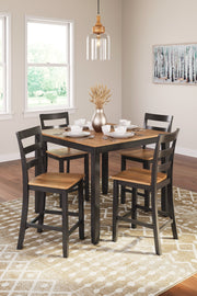 Gesthaven Natural/Brown Counter Height Dining Table and 4 Barstools (Set of 5) - D396-223