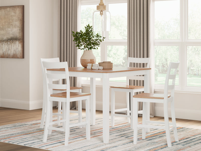 Gesthaven Natural/White Counter Height Dining Table and 4 Barstools (Set of 5) - D398-223