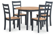 Gesthaven Natural/Blue Dining Table and 4 Chairs - Lara FurnitureDining Room Set