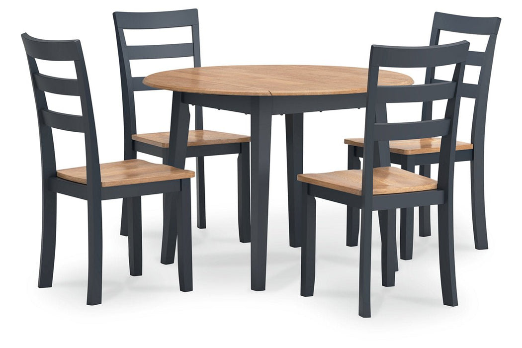 Gesthaven Natural/Blue Dining Table and 4 Chairs - Gate FurnitureDining Room Set