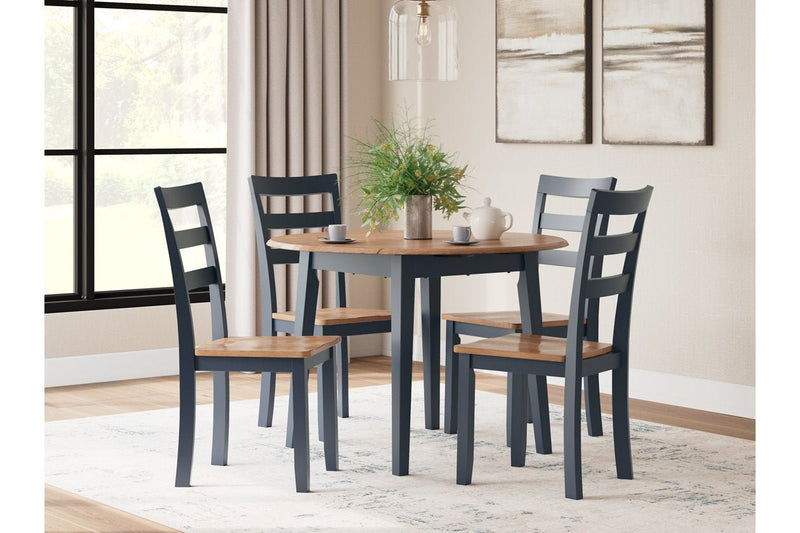 Gesthaven Natural/Blue Dining Table and 4 Chairs - Lara FurnitureDining Room Set