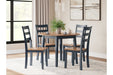 Gesthaven Natural/Blue Dining Table and 4 Chairs - Gate FurnitureDining Room Set