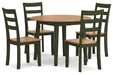 Gesthaven Natural/Green Dining Table and 4 Chairs - Gate FurnitureDining Room Set