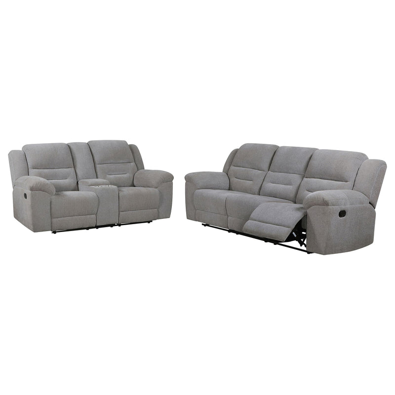 Gilson 2-piece Chenille Upholstered Reclining Sofa Set Grey - 602551-S2